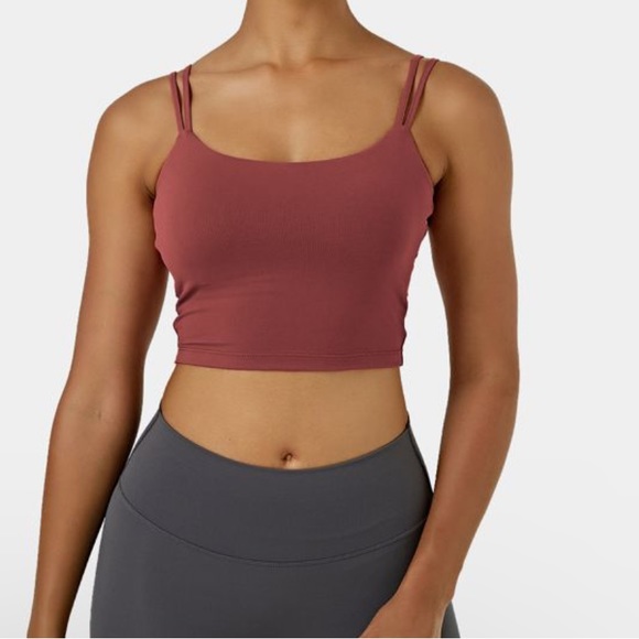 Halara In My Feels Double Straps Backless Twisted Workout Cropped Tank Top - Picture 2 of 8